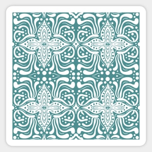 Whimsical sea seamless pattern. Ethnical hand-drawn illustration. Sticker